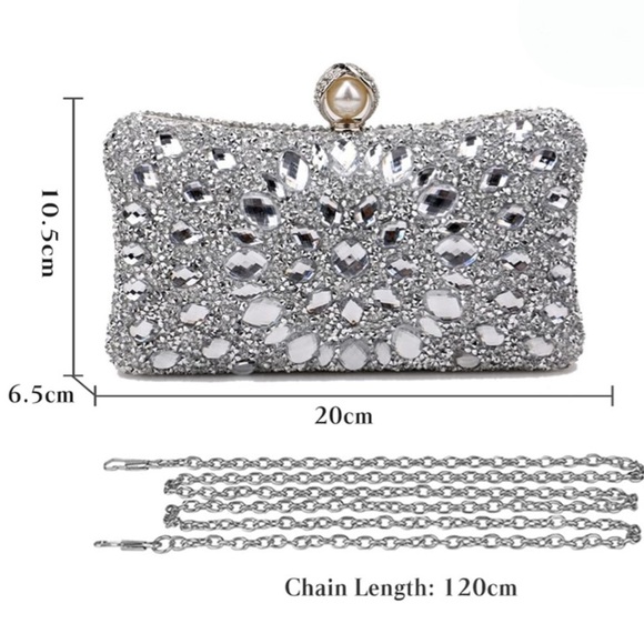 Rhinestone Silver Evening Clutch - Picture 11 of 12